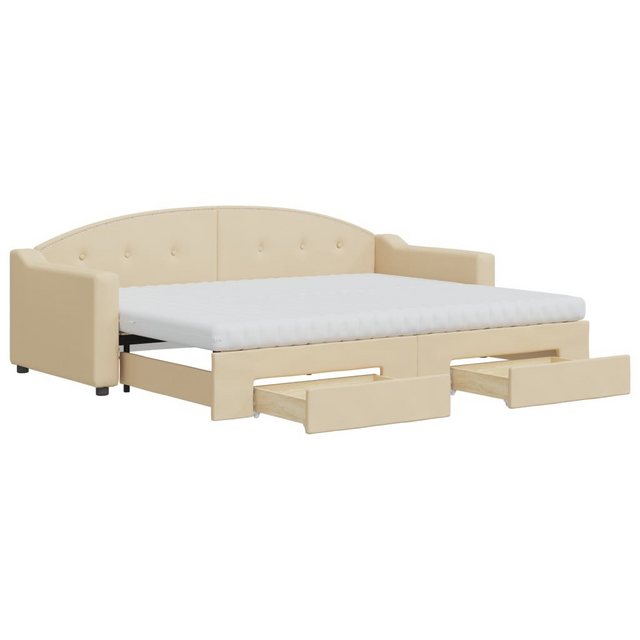 vidaXL Bett Tagesbett Ausziehbar mit Schubladen Creme 80x200 cm Stoff günstig online kaufen