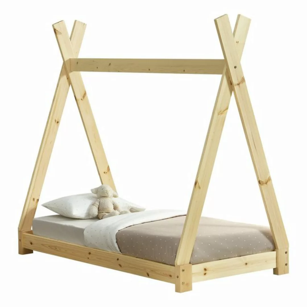 en.casa Kinderbett, »Onejda« Kinderbett Tipi Bett aus Kiefernholz 70x140cm günstig online kaufen