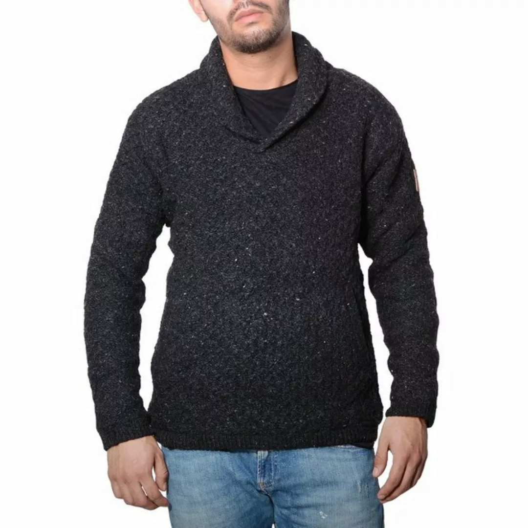 KUNST UND MAGIE Sweatshirt Herren Strickpullover Wollpullover+Schalkragen w günstig online kaufen