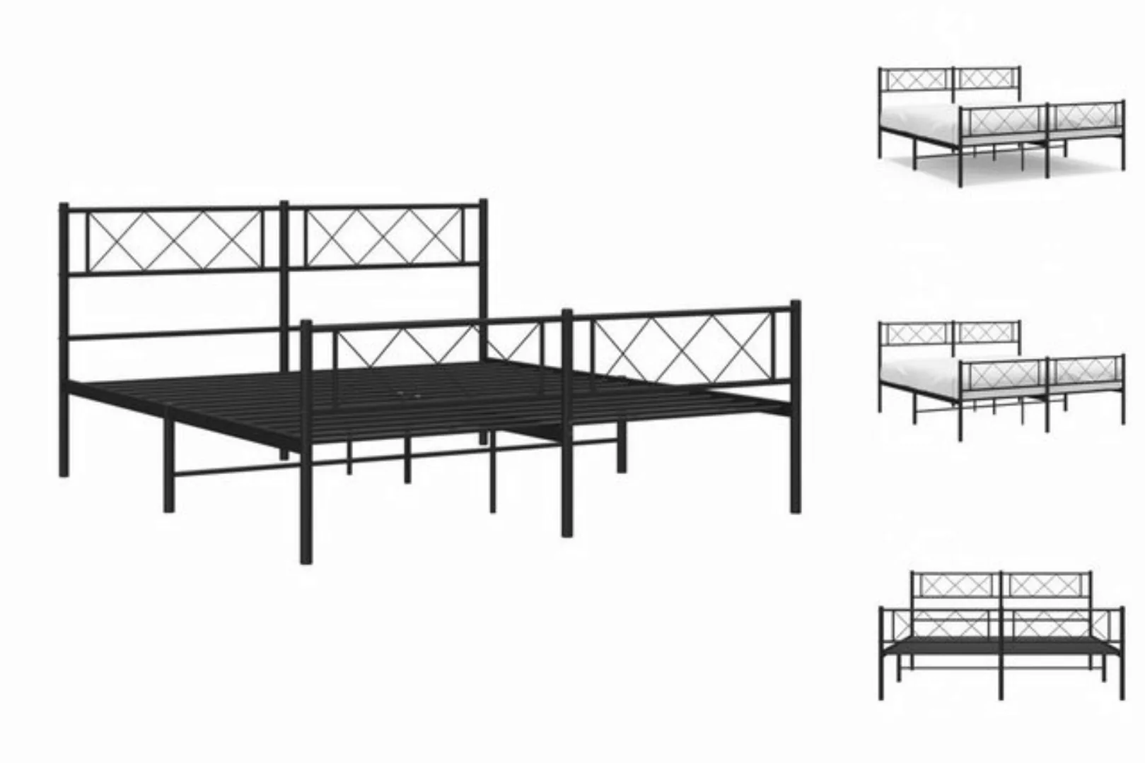 vidaXL Bettgestell Bettrahmen mit Kopf- und Fußteil Metall Weiß 140x190 cm günstig online kaufen