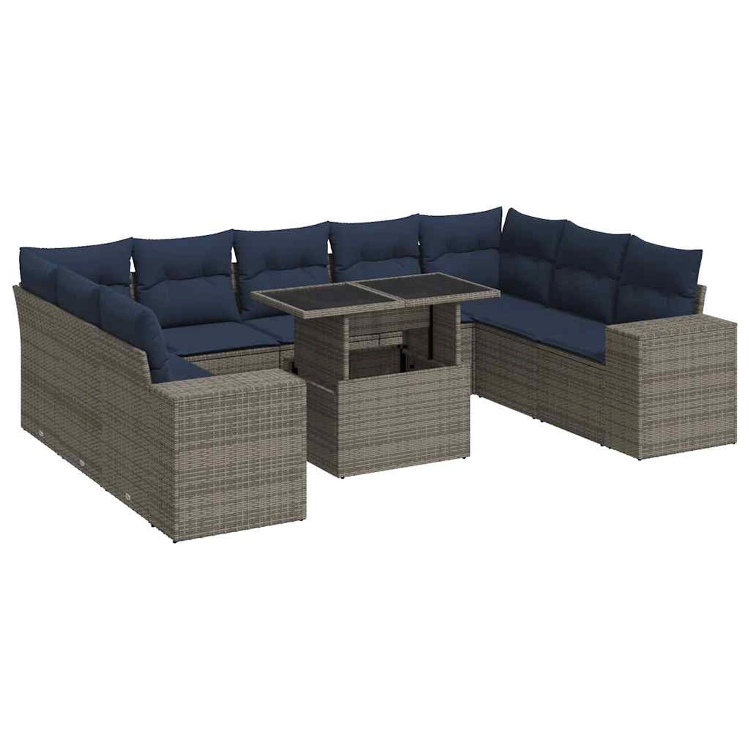 vidaXL 10-Tlg Garten-Sofagarnitur mit Kissen Grau Poly Rattan Akazie 332686 günstig online kaufen