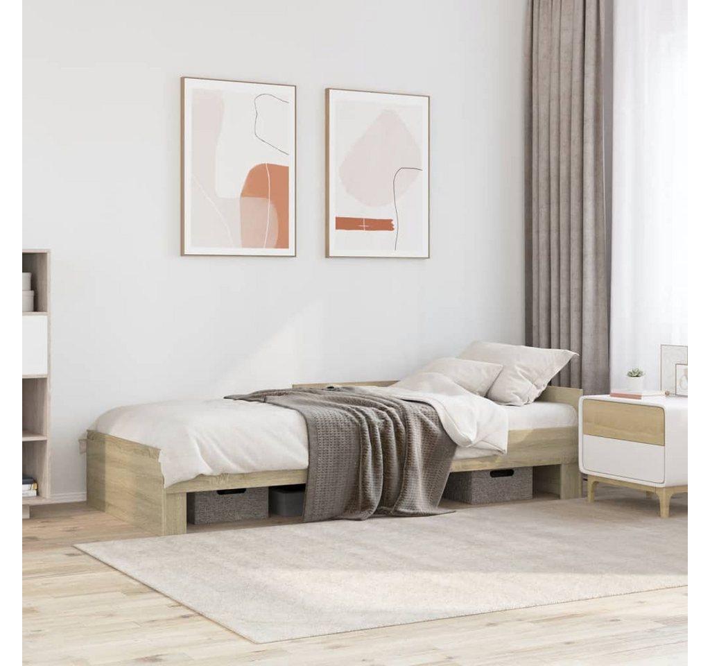 vidaXL Bett, Bettgestell ohne Matratze Sonoma-Eiche 100x200 cm Holzwerkstof günstig online kaufen