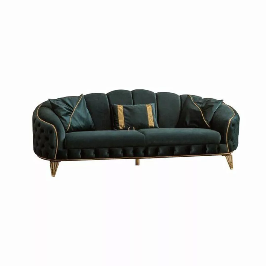 JVmoebel 3-Sitzer Modern Chesterfield Grün Sofa 3 Sitz Couchen Neu Textil M günstig online kaufen