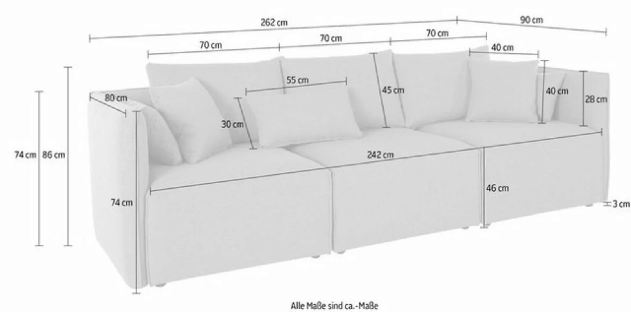 andas 3-Sitzer "Nöre", 3 Teile, in vielen Bezugsqualitäten und Farben s. au günstig online kaufen