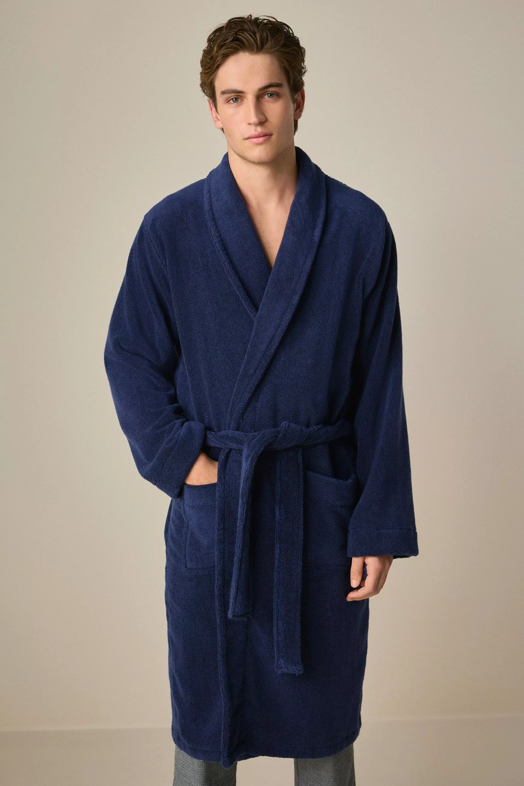 Next Herrenbademantel Premium-Bademantel aus 100 % Baumwollfrottee günstig online kaufen