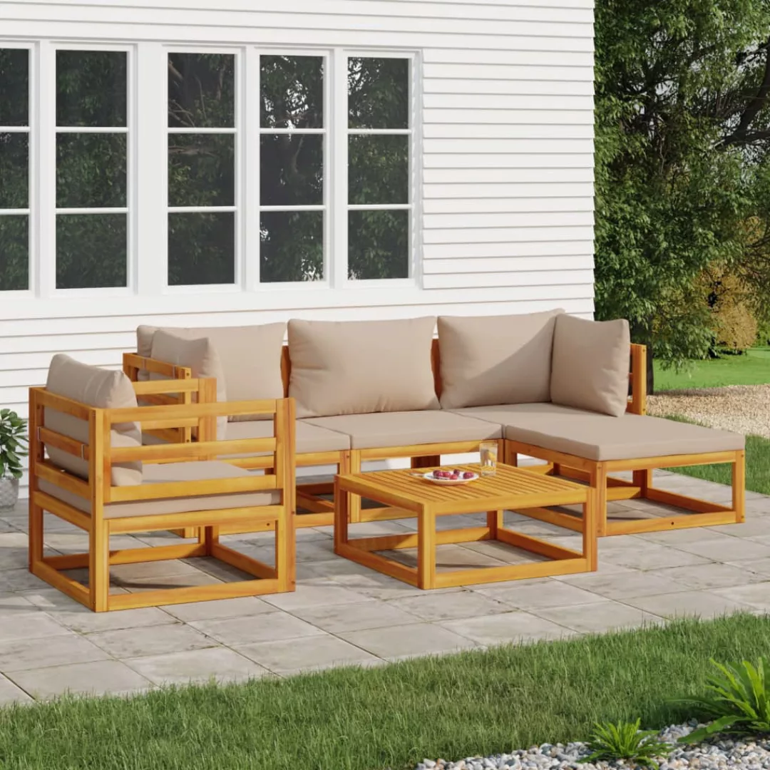 Vidaxl 6-tlg. Garten-lounge-set Mit Taupe Kissen Massivholz günstig online kaufen