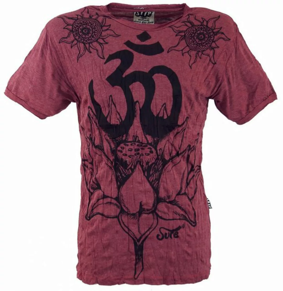 Guru-Shop T-Shirt Sure Herren T-Shirt Lotus OM - bordeaux Goa Style, Festiv günstig online kaufen
