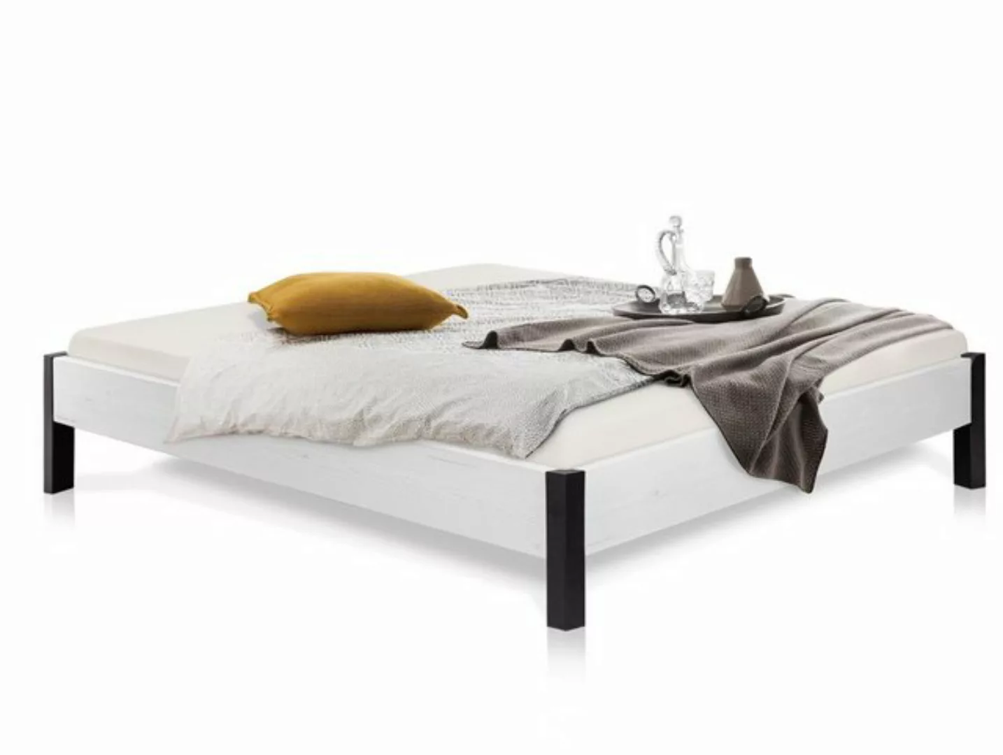 Moebel-Eins Massivholzbett, LUKY Bett Metallfuß, ohne Kopfteil, Material Ma günstig online kaufen