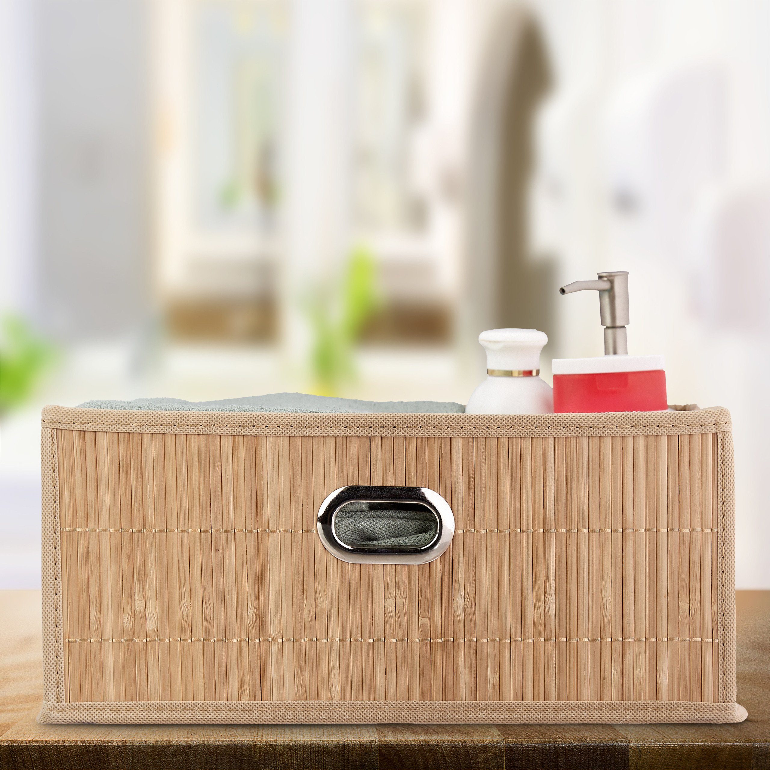 relaxdays Aufbewahrungskorb 2 x Aufbewahrungskorb Bambus günstig online kaufen
