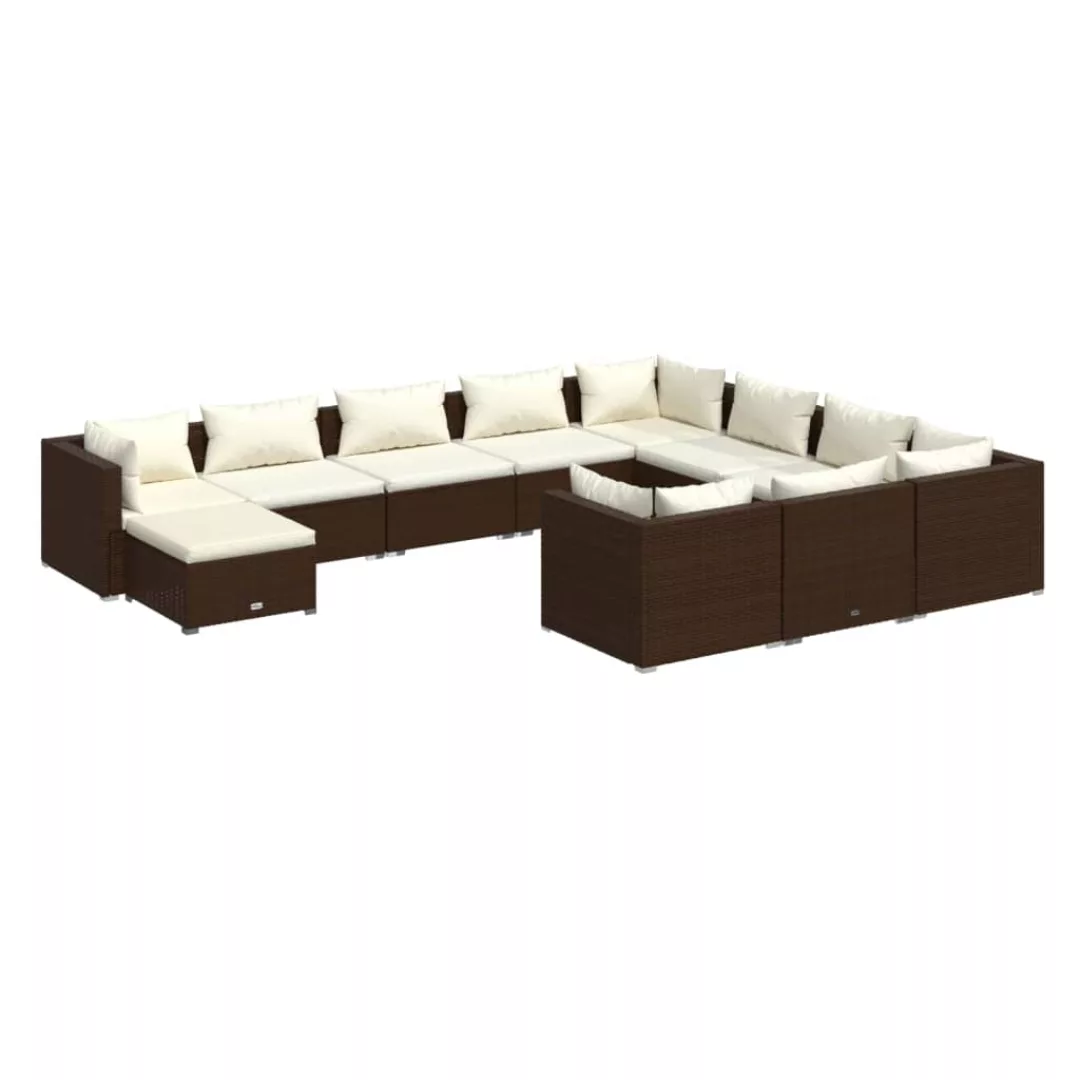 Vidaxl 11-tlg. Garten-lounge-set Mit Kissen Poly Rattan Braun günstig online kaufen