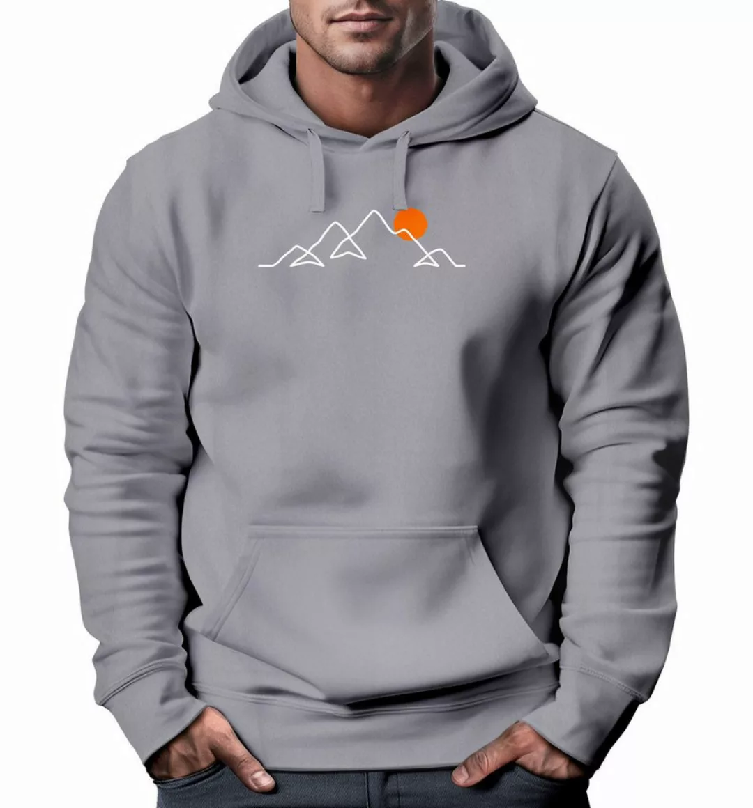 Neverless Hoodie Hoodie Herren Frontprint Line-Art Berge Wandern Natur Outd günstig online kaufen