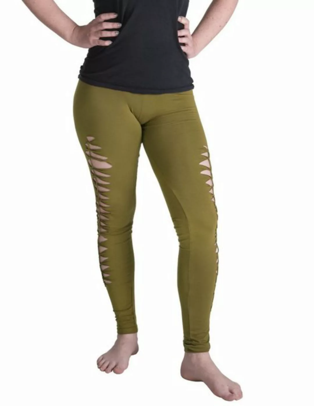 Vishes Leggings Geknüpfte Cutwork Leggings aus Baumwolle mit Streifen Goa, günstig online kaufen