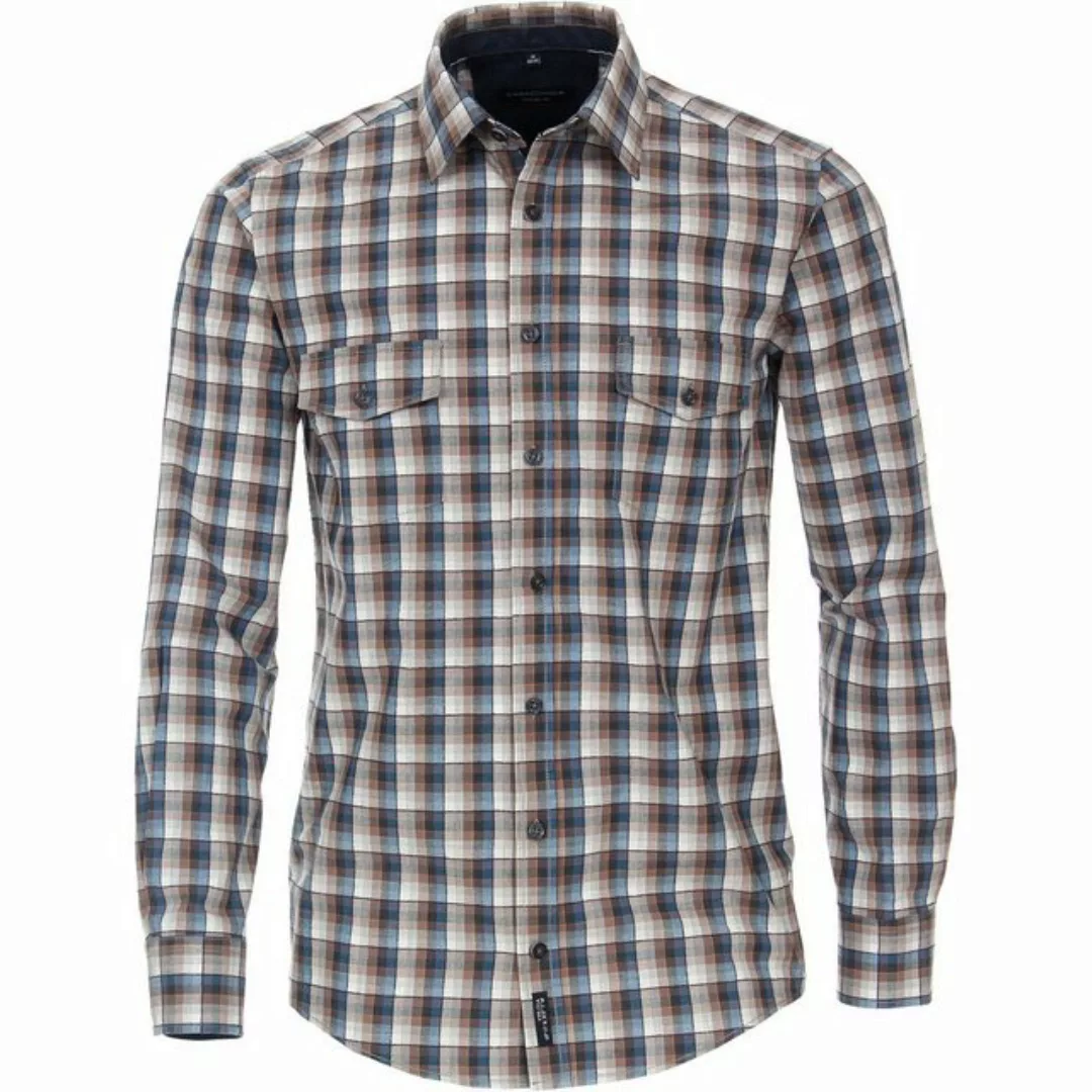 CASAMODA Langarmhemd Große Größen Herren Langarmhemd Karo braun-blau-grau C günstig online kaufen