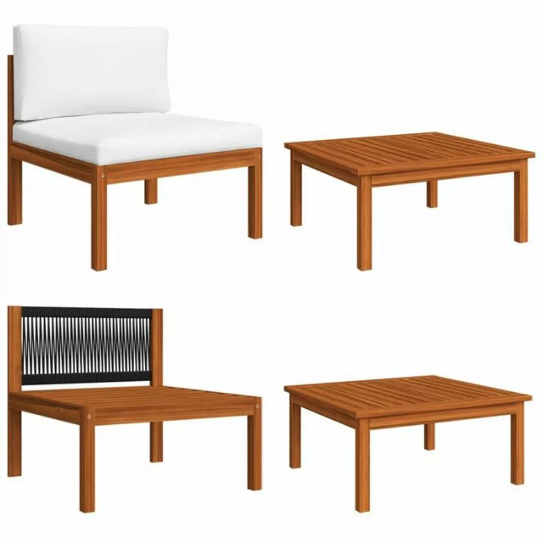 2-tlg. Garten-lounge-set Mit Auflagen Massivholz Akazie günstig online kaufen