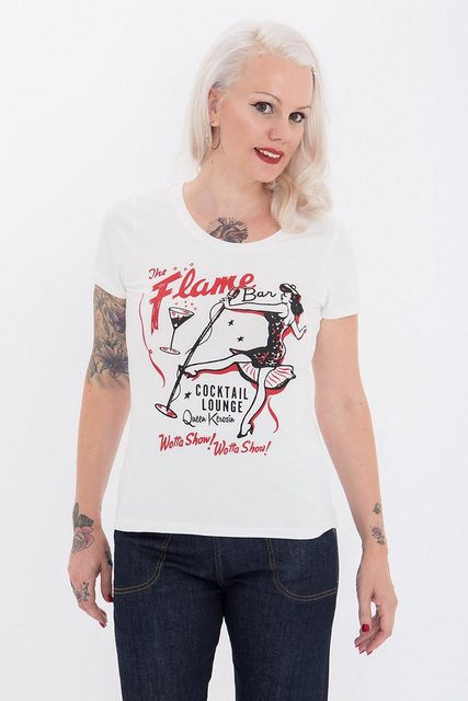 QueenKerosin Kurzarmshirt Flame Bar mit coolem Retro-Print günstig online kaufen