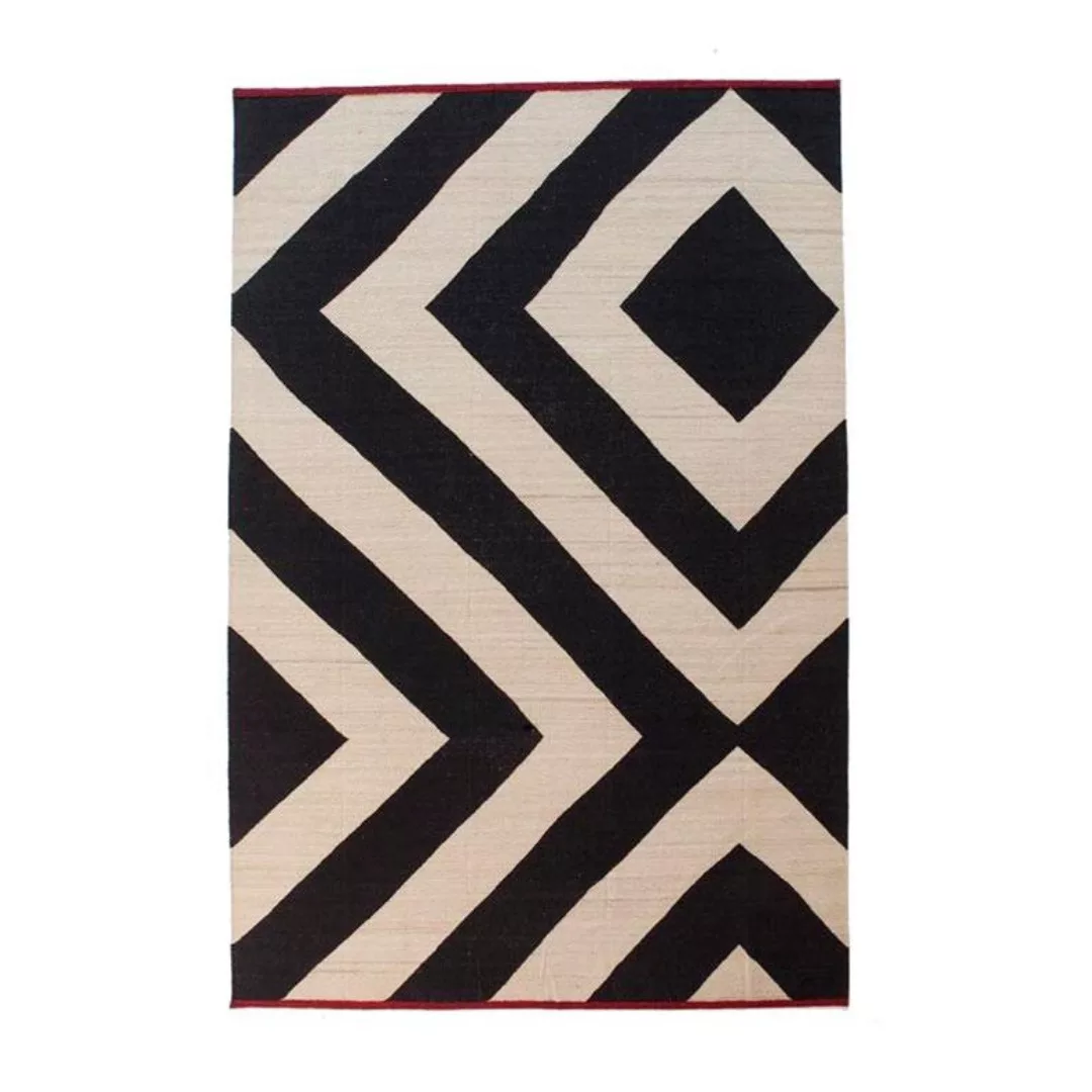 Nanimarquina - Mélange Zoom Kilim Wollteppich - schwarz-weiß- rot/300x400cm günstig online kaufen