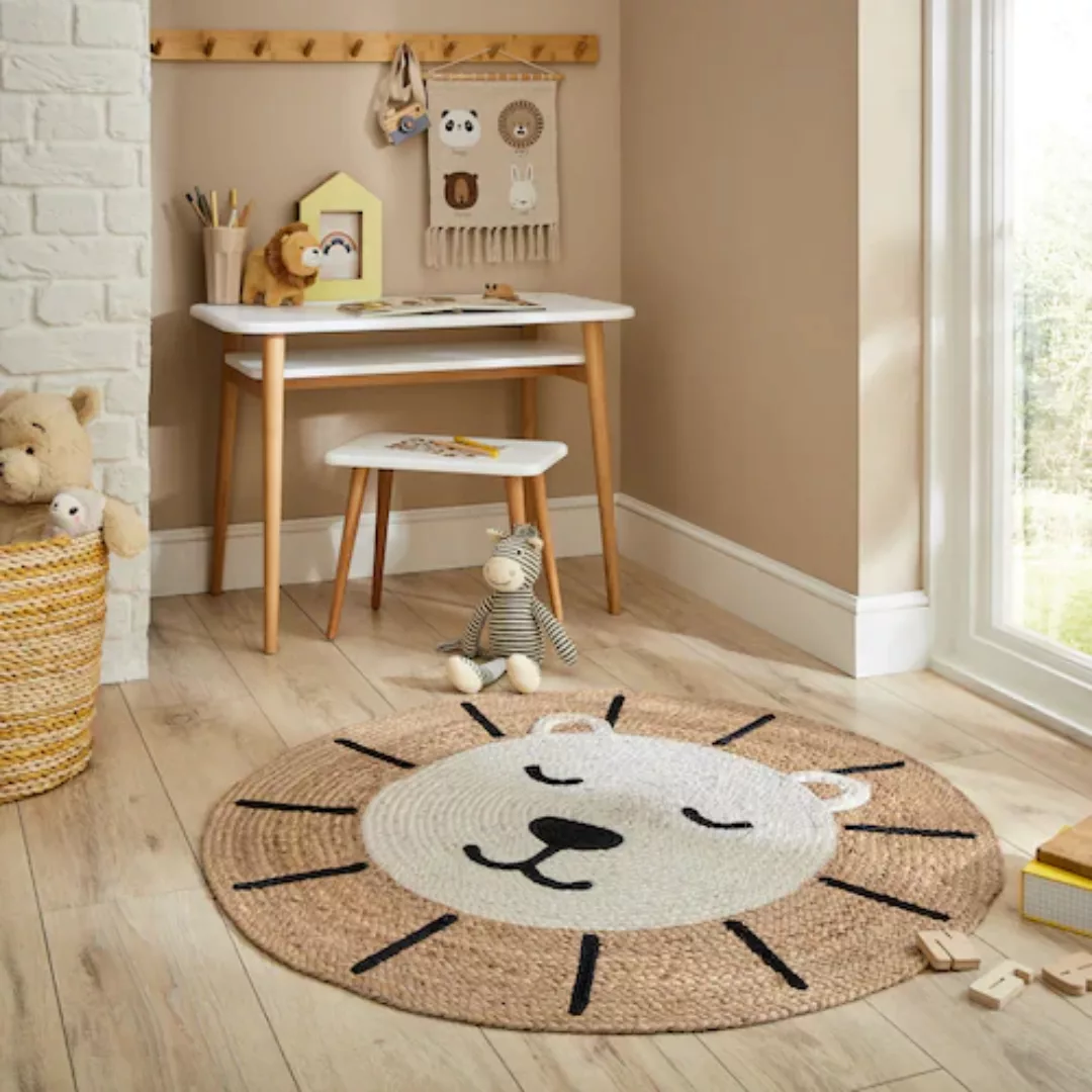 FLAIR RUGS Teppich »Jute Löwe«, rund, Kinder Naturfaser Teppich günstig online kaufen