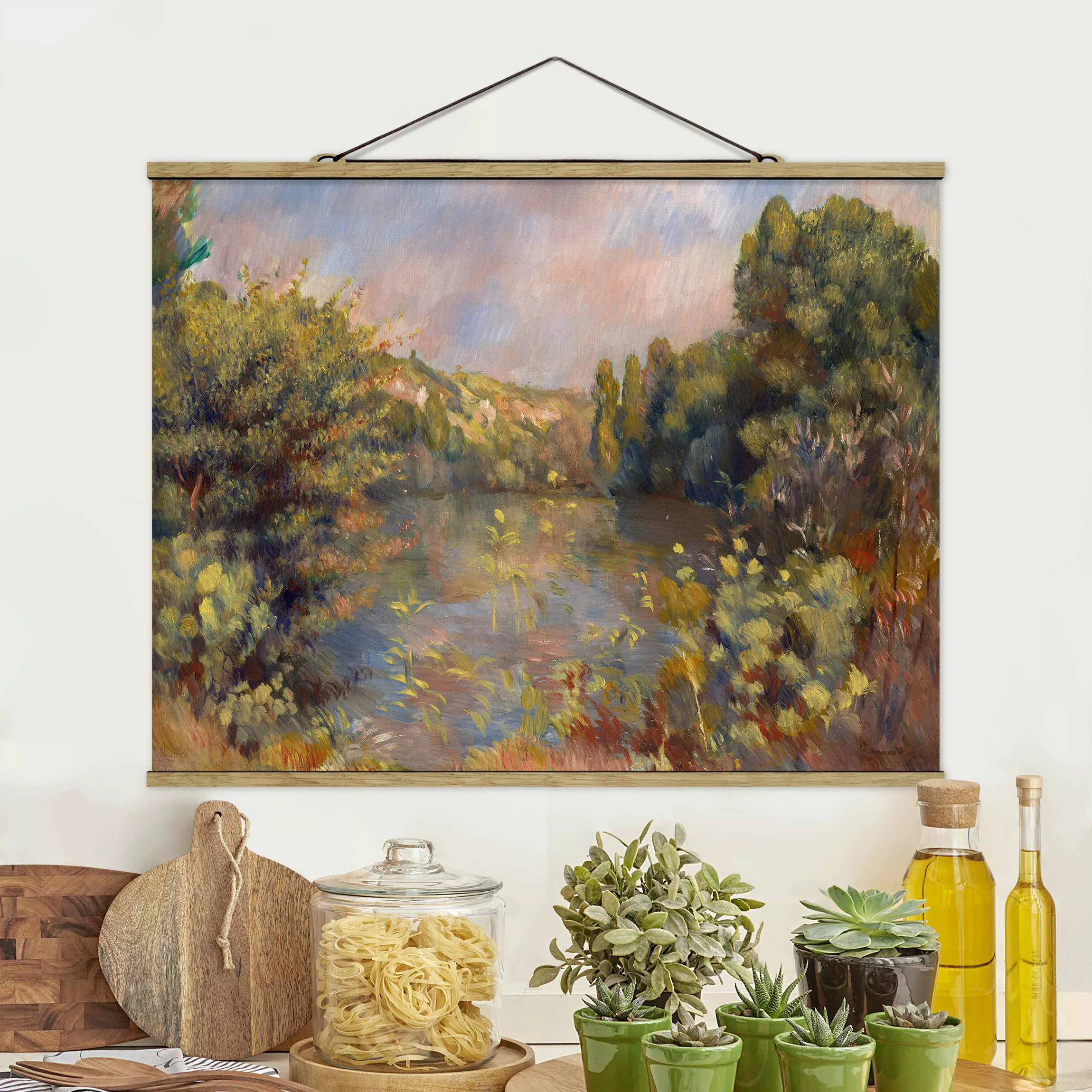 Stoffbild Kunstdruck mit Posterleisten - Querformat Auguste Renoir - Landsc günstig online kaufen