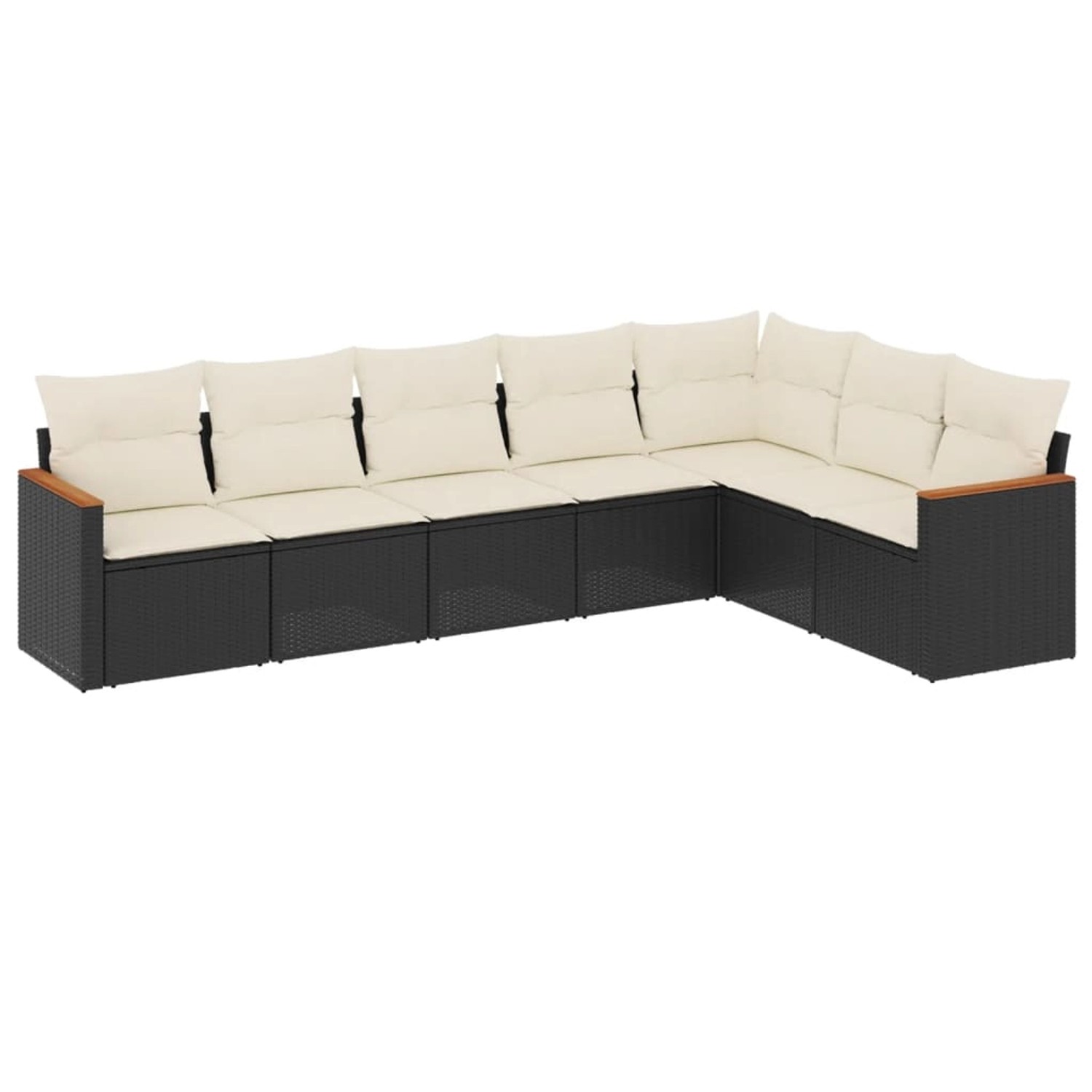 vidaXL 7-Tlg Garten-Sofagarnitur mit Kissen Schwarz Poly Rattan 3226028 günstig online kaufen