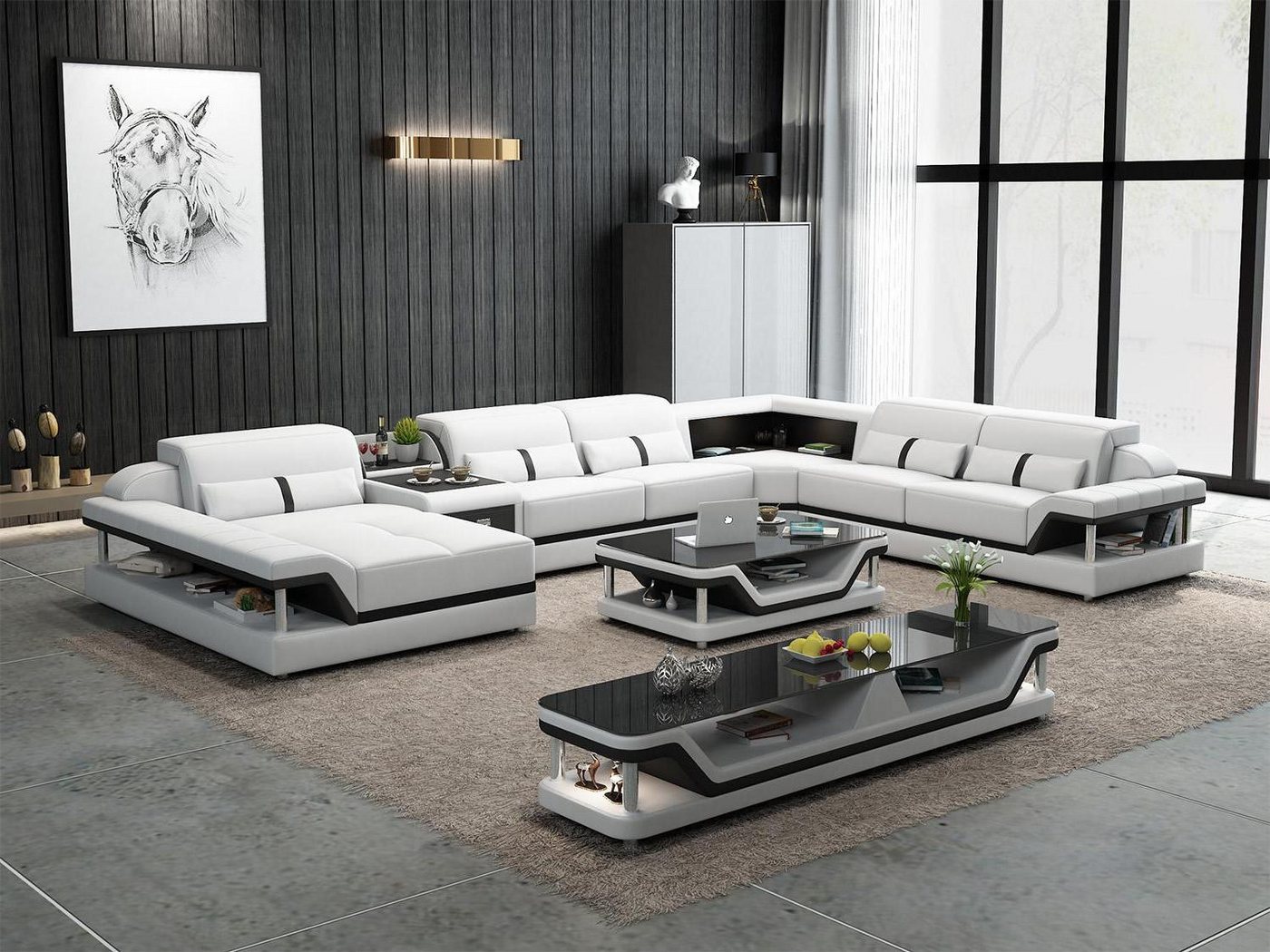 Xlmoebel Ecksofa Neue Polstermöbel U-Form mit USB-Anschluss und Designer-Qu günstig online kaufen