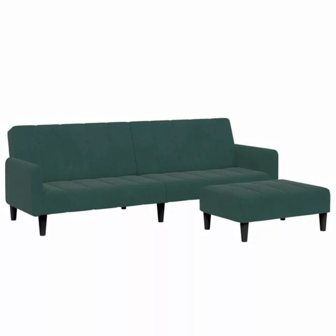 vidaXL Sofa Schlafsofa 2-Sitzer mit Fußhocker Dunkelgrün Samt günstig online kaufen