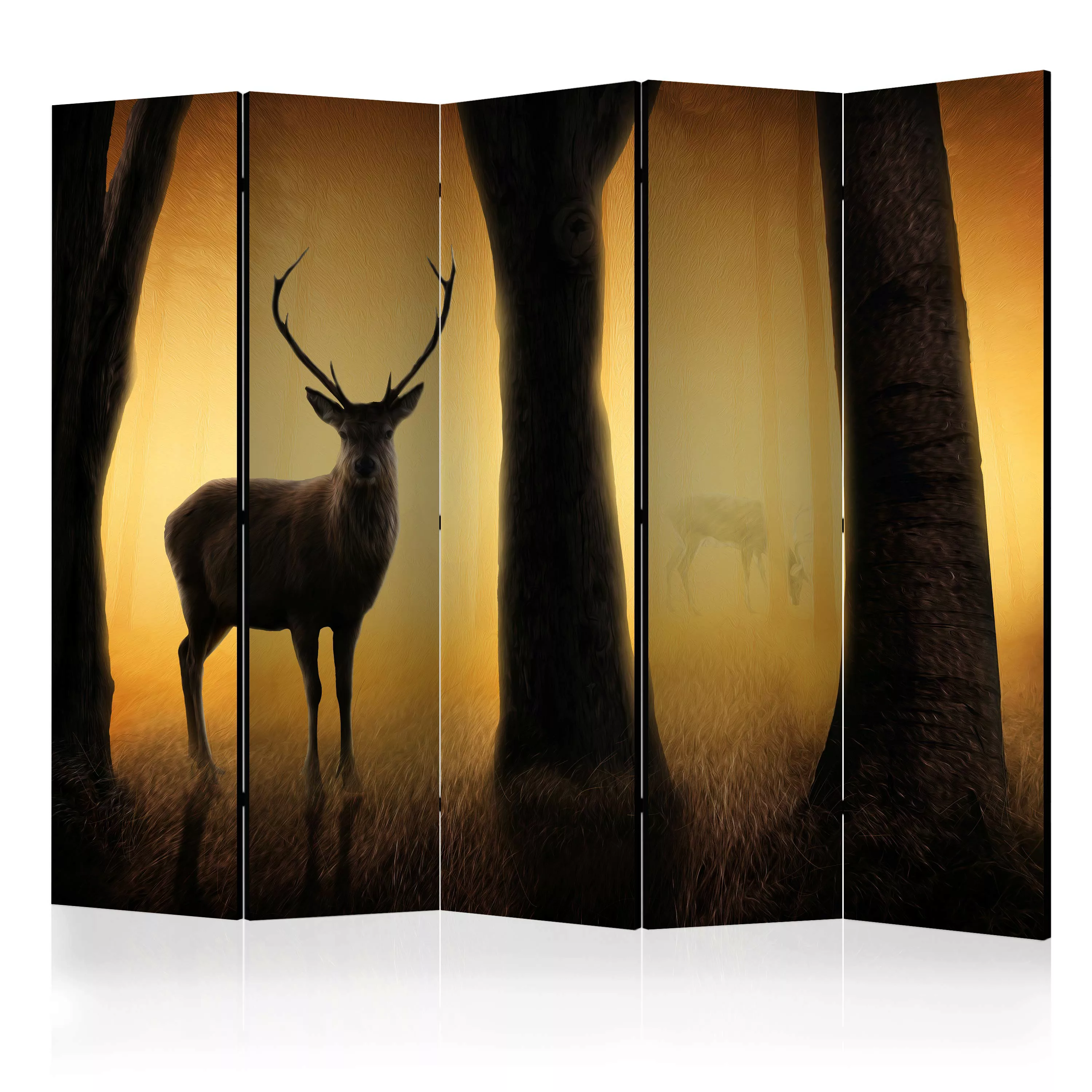 5-teiliges Paravent - Deer In His Natural Habitat Ii [room Dividers] günstig online kaufen