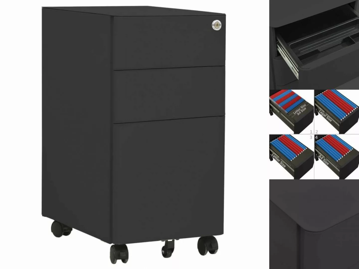 vidaXL Aktenschrank Aktenschrank mit Rollen Anthrazit 30x45x59 cm Stahl günstig online kaufen