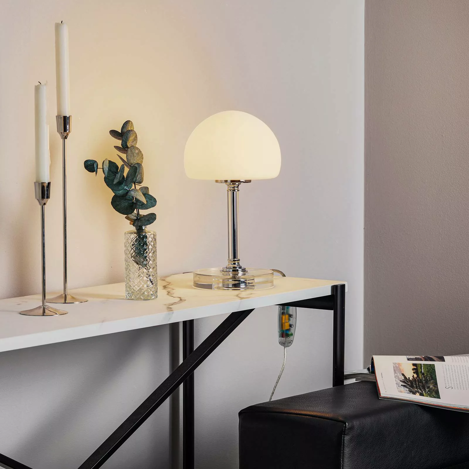 Ancilla - verchromte LED-Tischleuchte m. Dimmer günstig online kaufen