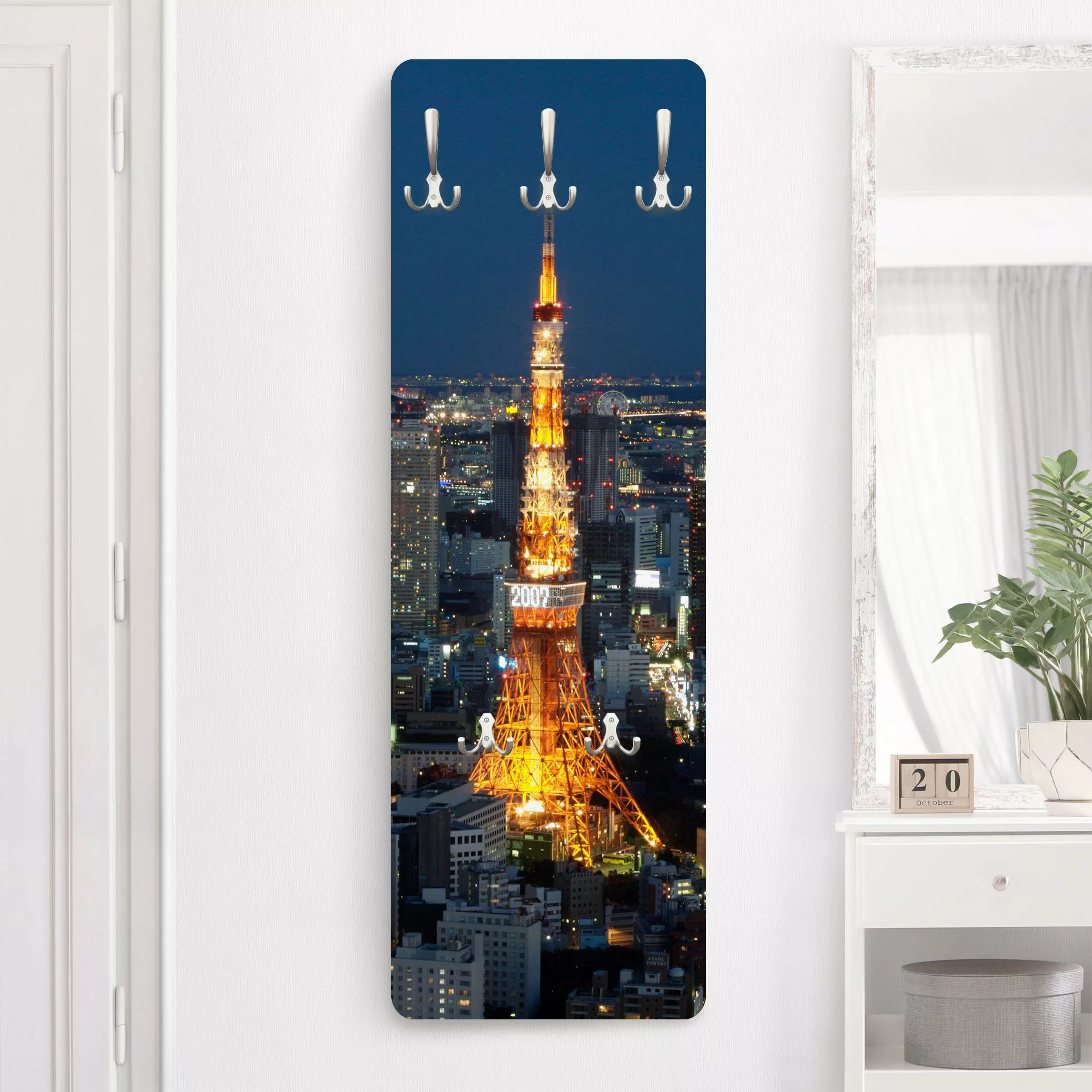 Wandgarderobe Holzpaneel Architektur & Skyline Tokyo Tower günstig online kaufen