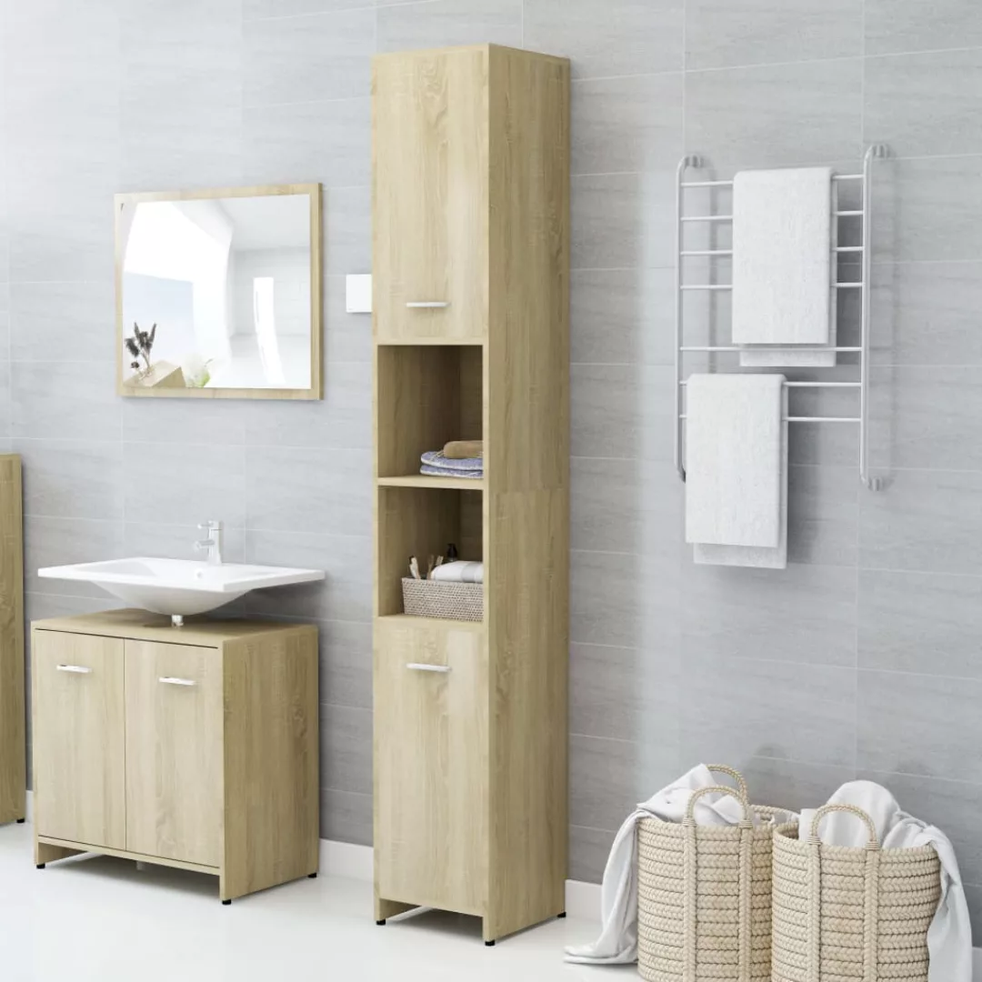 Badezimmerschrank Sonoma-eiche 30x30x183,5 Cm Spanplatte günstig online kaufen