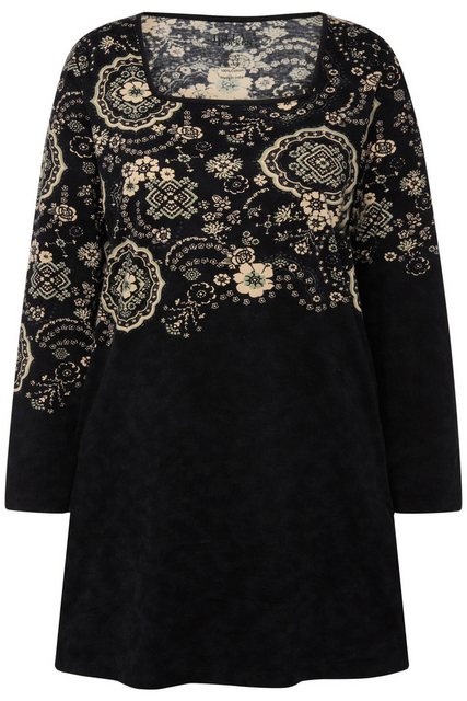 Ulla Popken Longshirt Longshirt Motiv Carree-Ausschnitt Langarm günstig online kaufen