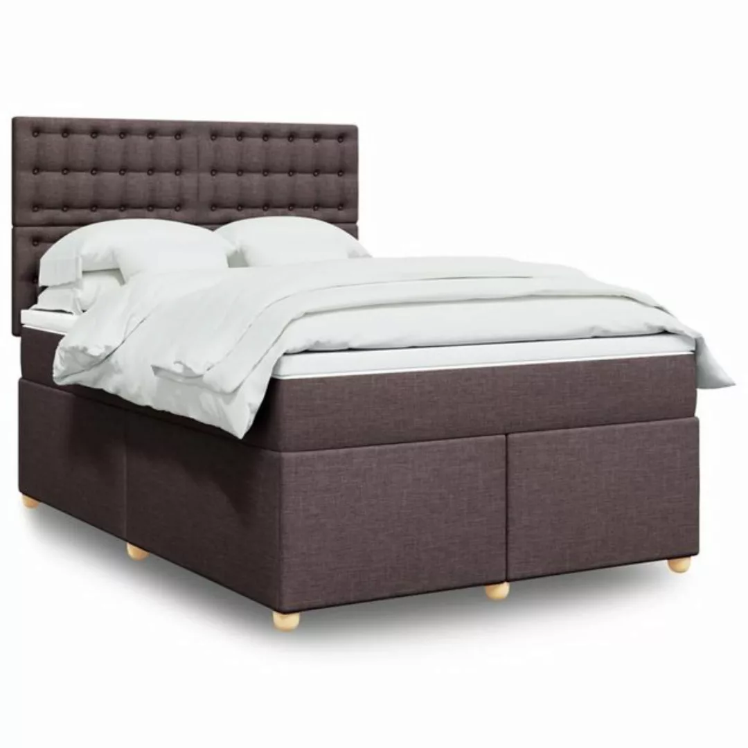 vidaXL Boxspringbett, Boxspringbett mit Matratze Dunkelbraun 140x200 cm Sto günstig online kaufen