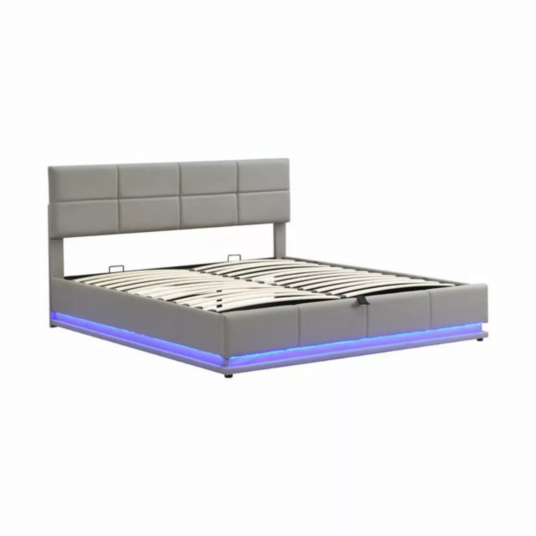 Gotagee Polsterbett Doppelbett LED 180x200 Jugendbett Funktionsbett Kunstle günstig online kaufen