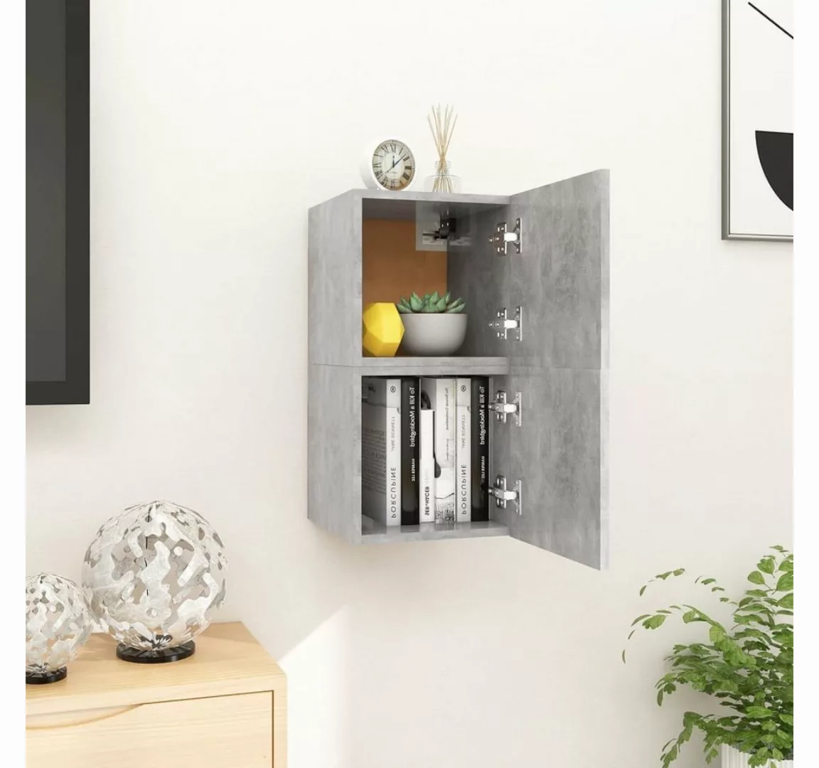 furnicato TV-Schrank TV-Wandschränke 2 Stk. Betongrau 30,5x30x30 cm günstig online kaufen