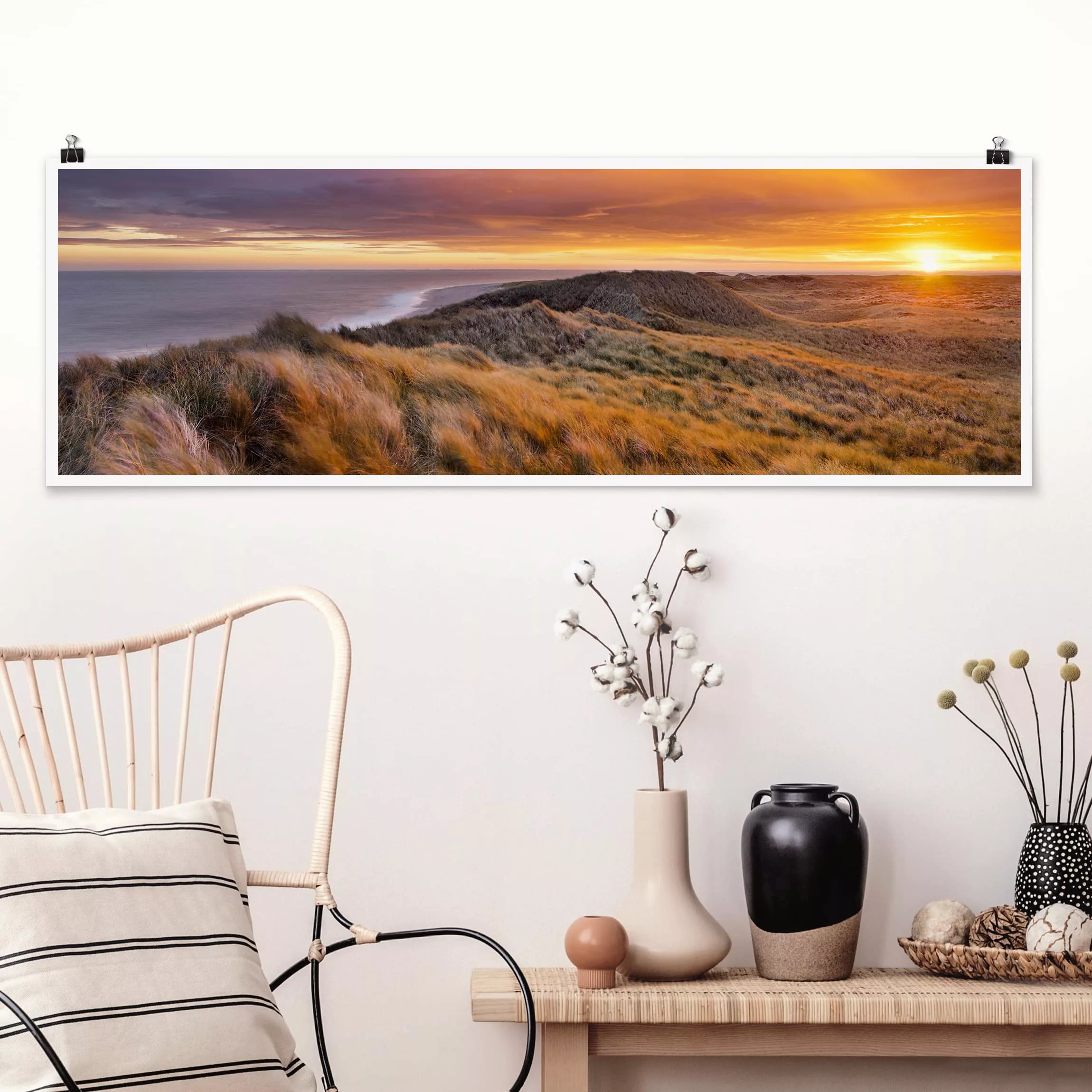 Panorama Poster Strand Sonnenaufgang am Strand auf Sylt günstig online kaufen