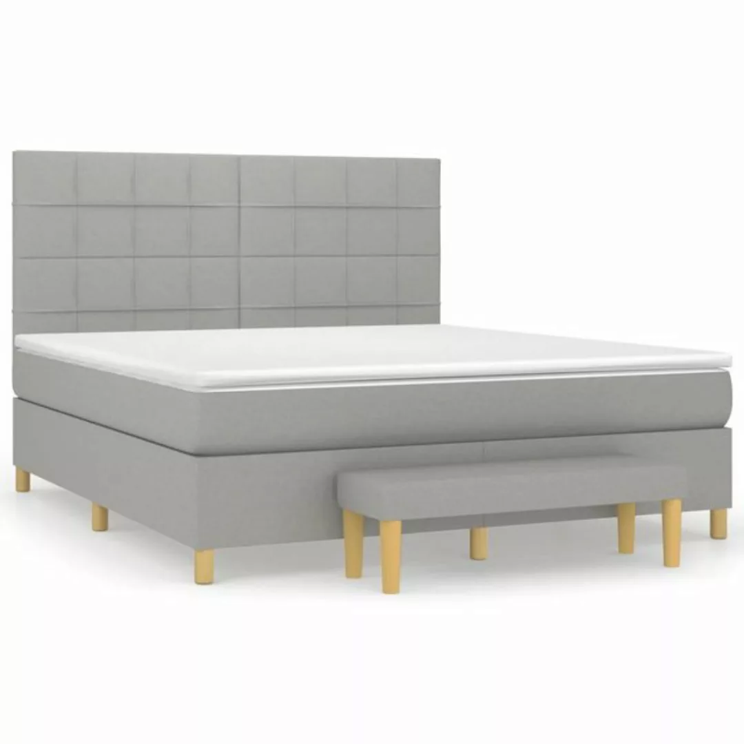 vidaXL Bettgestell Boxspringbett mit Matratze Hellgrau 160x200 cm Stoff Bet günstig online kaufen