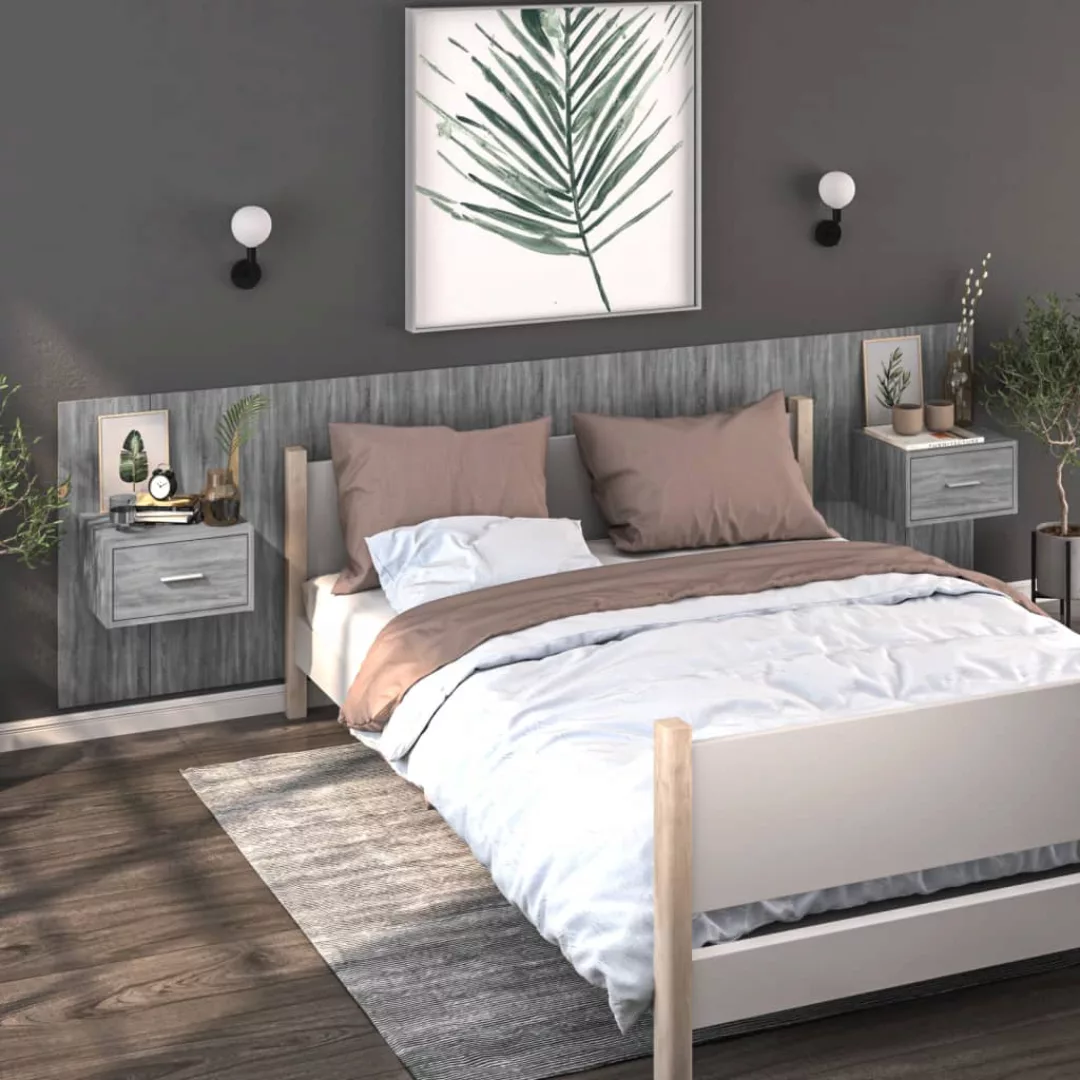 Vidaxl Wand-nachttische 2 Stk. Grau Sonoma Holzwerkstoff günstig online kaufen