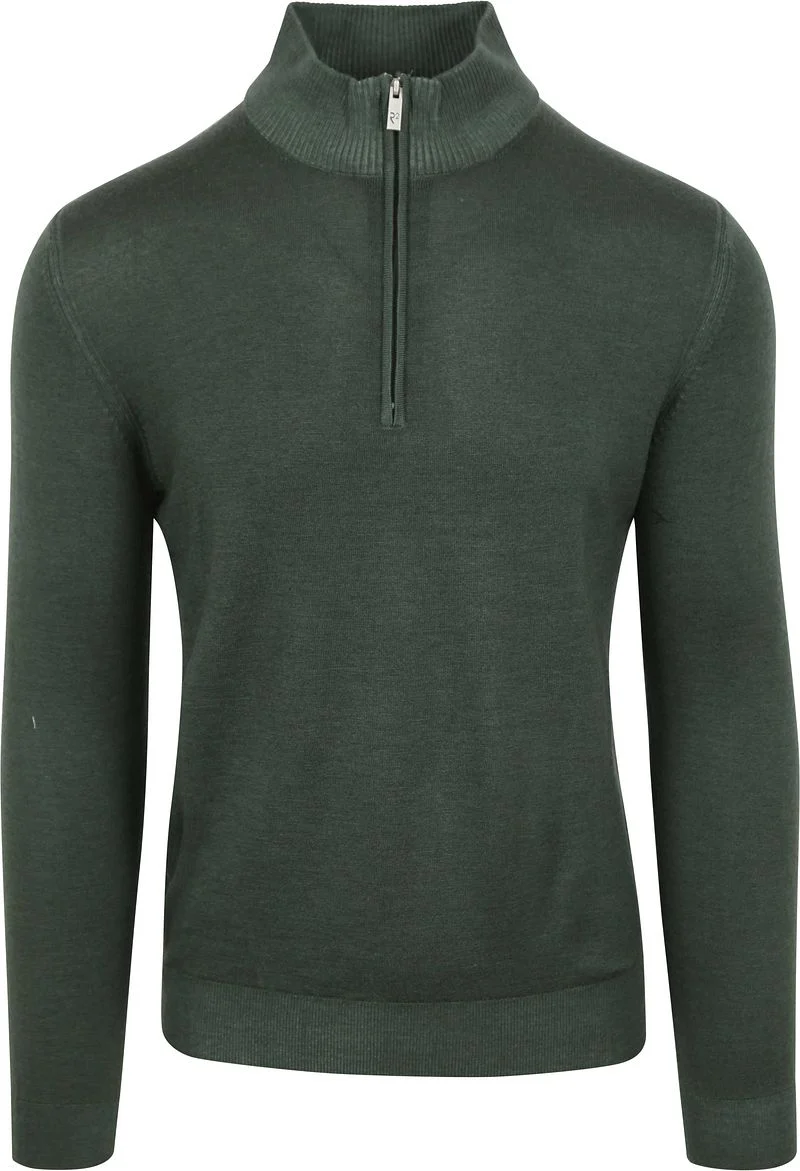 R2 Half Zip Pullover Merino Wolle Dunkelgrün - Größe XL günstig online kaufen