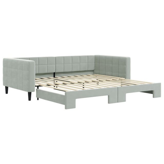 furnicato Bett Tagesbett Ausziehbar Hellgrau 100x200 cm Samt (1-tlg) günstig online kaufen