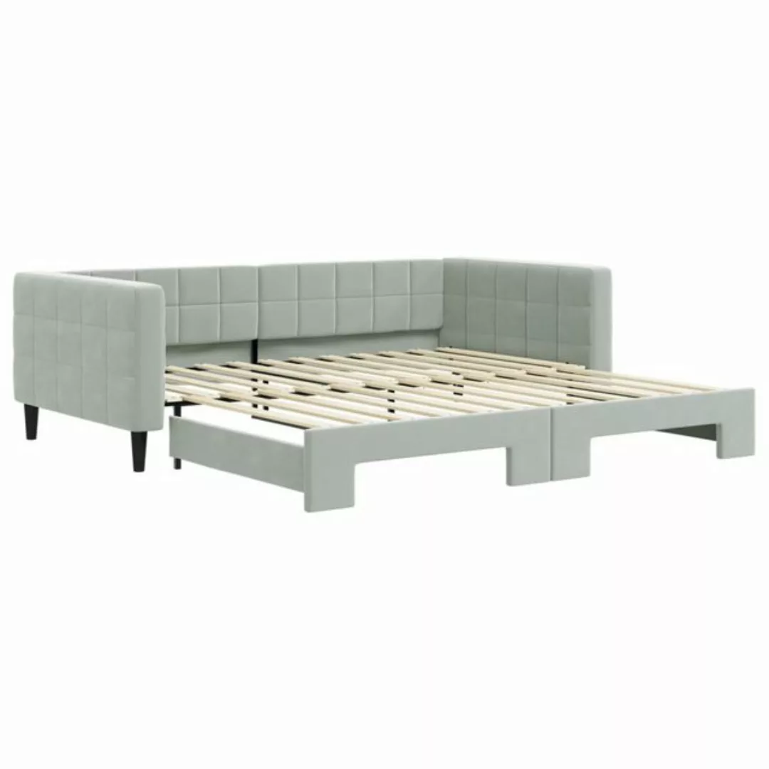 furnicato Bett Tagesbett Ausziehbar Hellgrau 100x200 cm Samt (1-tlg) günstig online kaufen