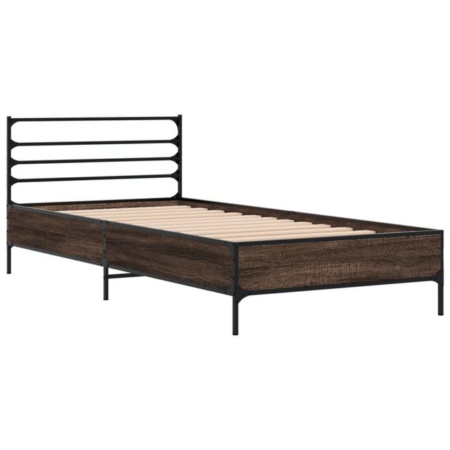 vidaXL Bett Bettgestell Braun Eichen-Optik 90x200 cm Holzwerkstoff Metall günstig online kaufen