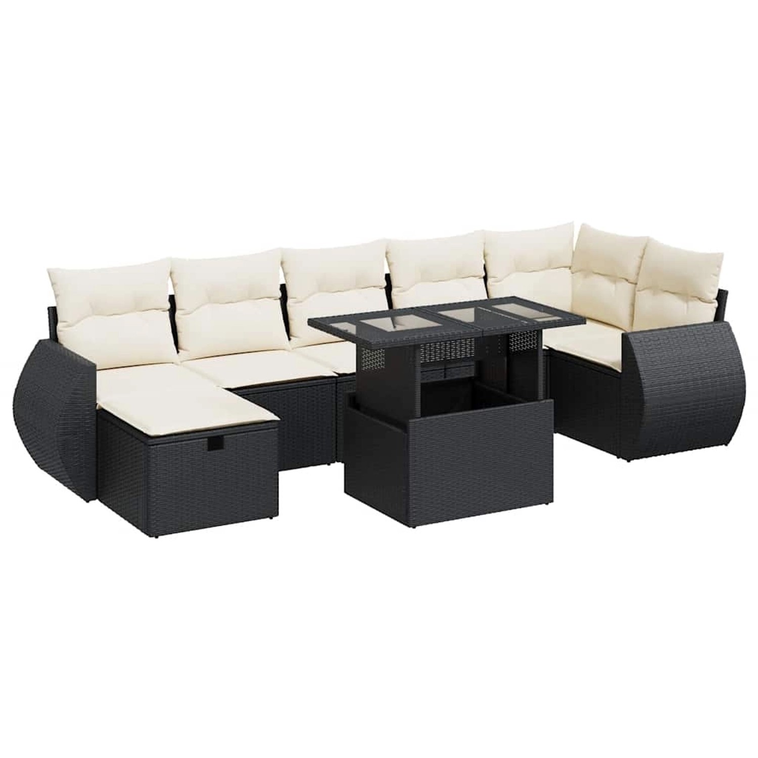 vidaXL 8-Tlg Garten-Sofagarnitur mit Kissen Schwarz Poly Rattan 3327906 günstig online kaufen