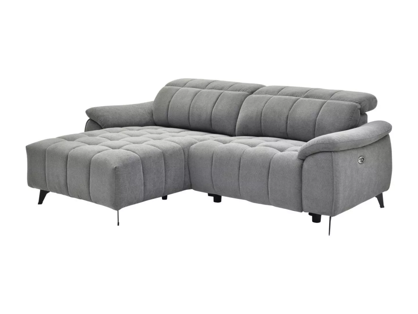 Eckrelaxsofa elektrisch - Ecke links - Strukturstoff - Grau - CELTIMO günstig online kaufen