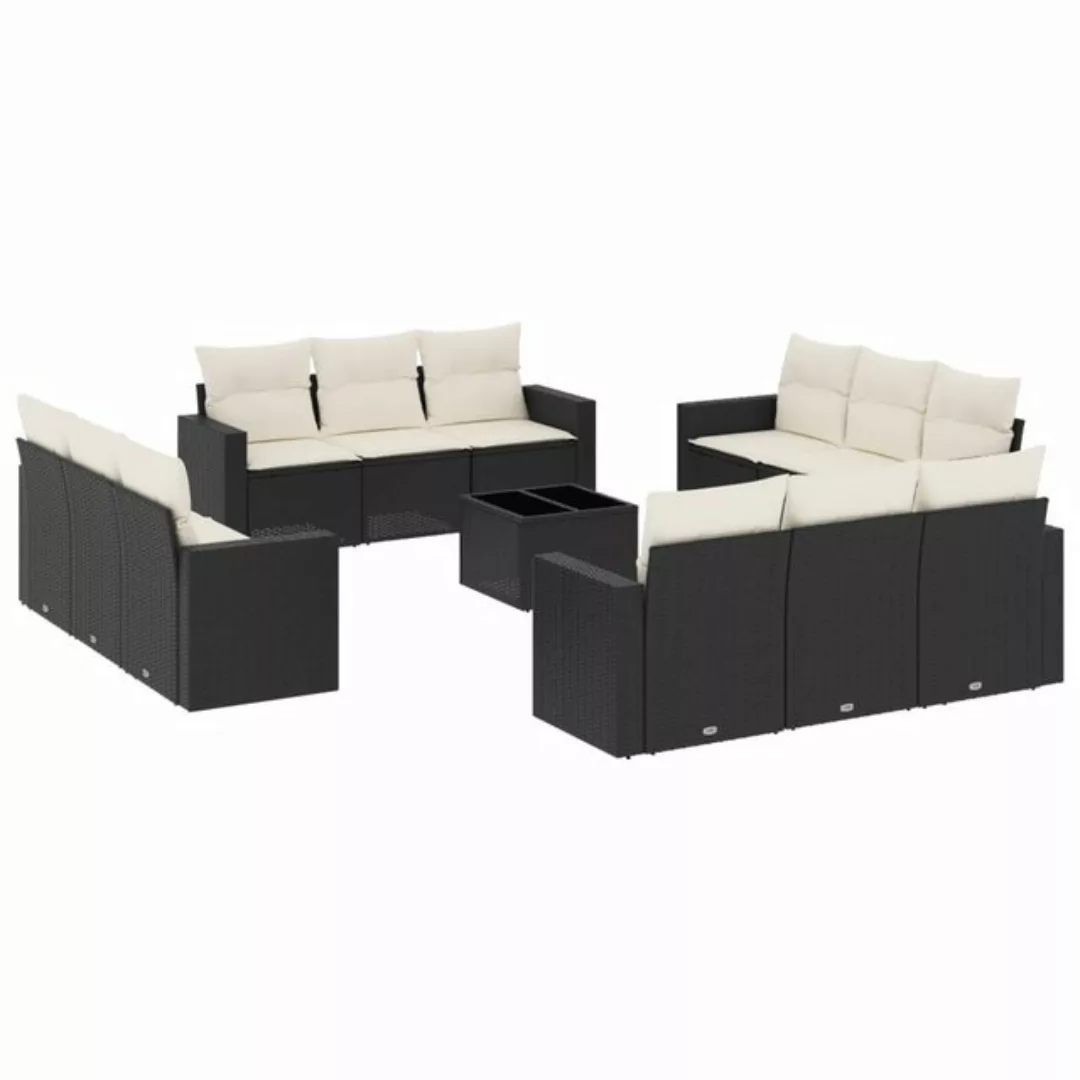 vidaXL Sofaelement 13-tlg. Garten-Sofagarnitur mit Kissen Schwarz Poly Ratt günstig online kaufen