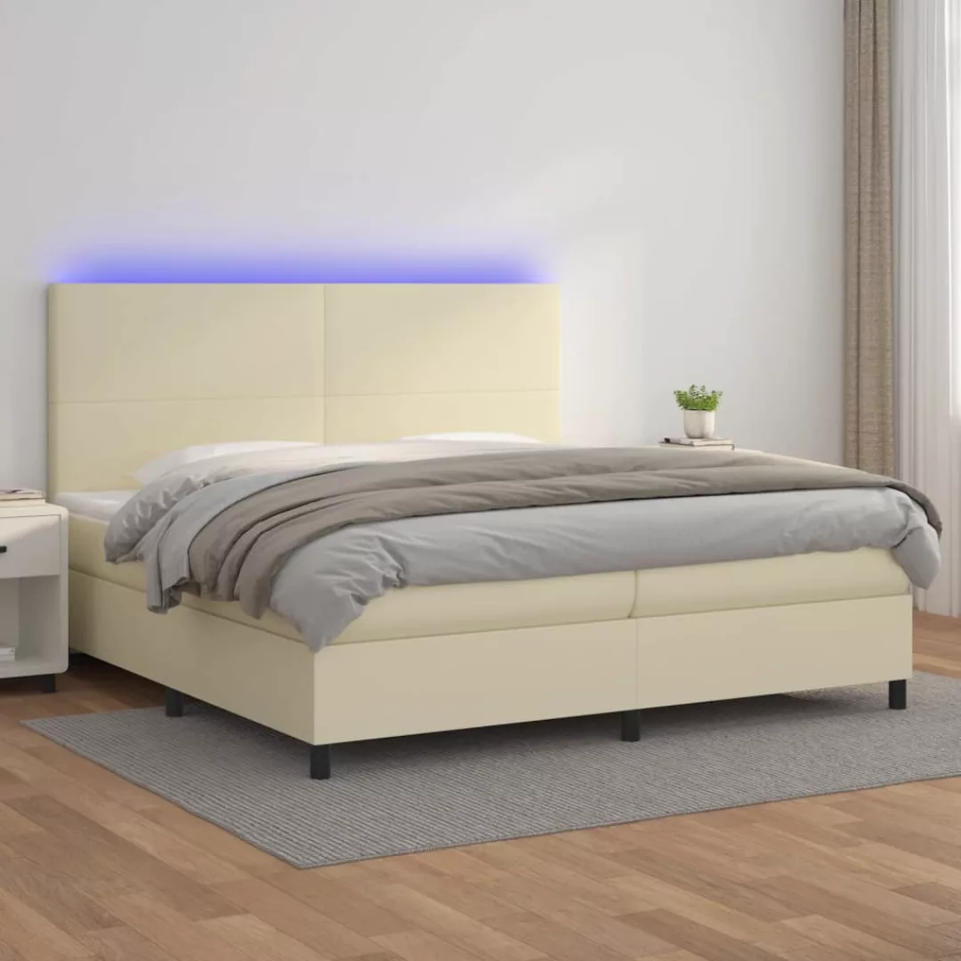 Vidaxl Boxspringbett Mit Matratze & Led Creme 200x200 Cm Kunstleder günstig online kaufen