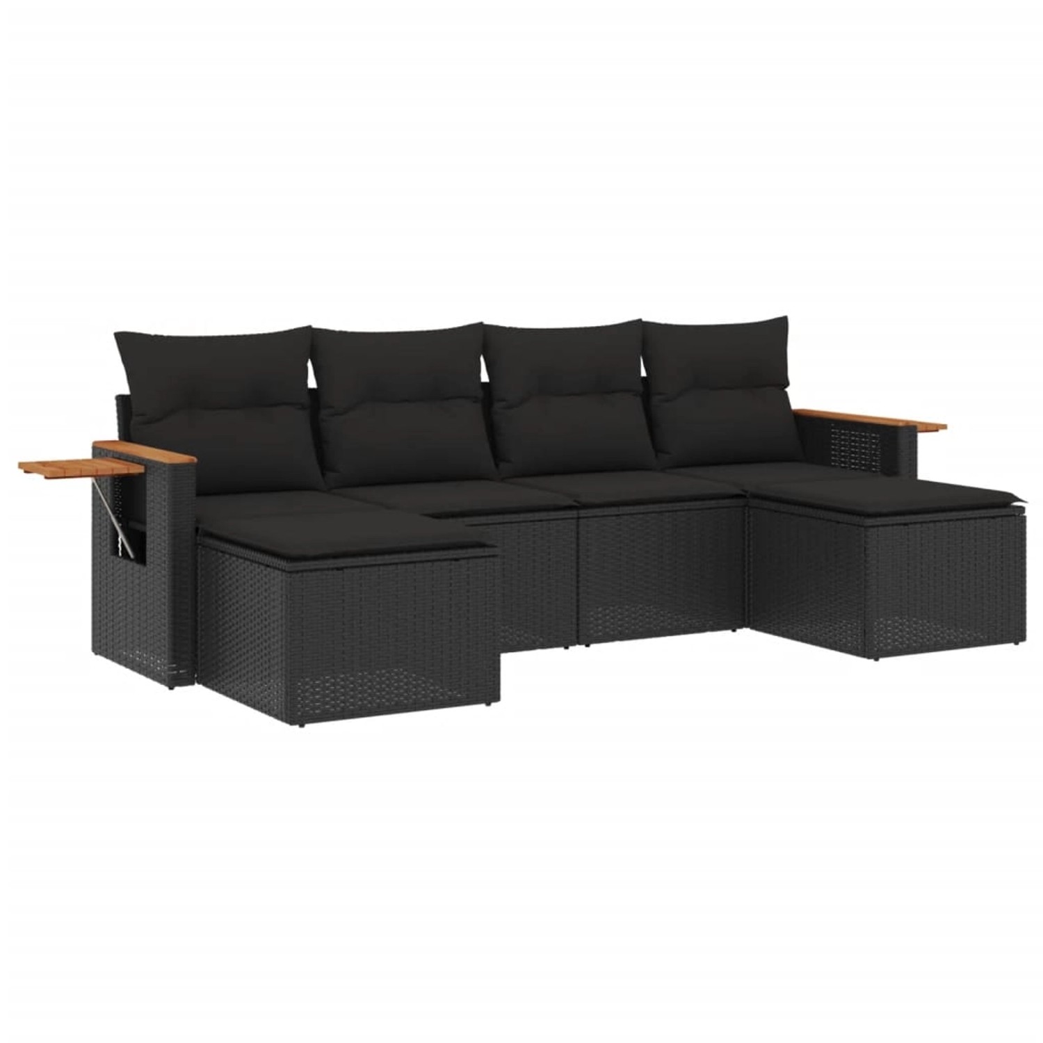 vidaXL 6-tlg Garten-Sofagarnitur mit Kissen Schwarz Poly Rattan Modell 230 günstig online kaufen