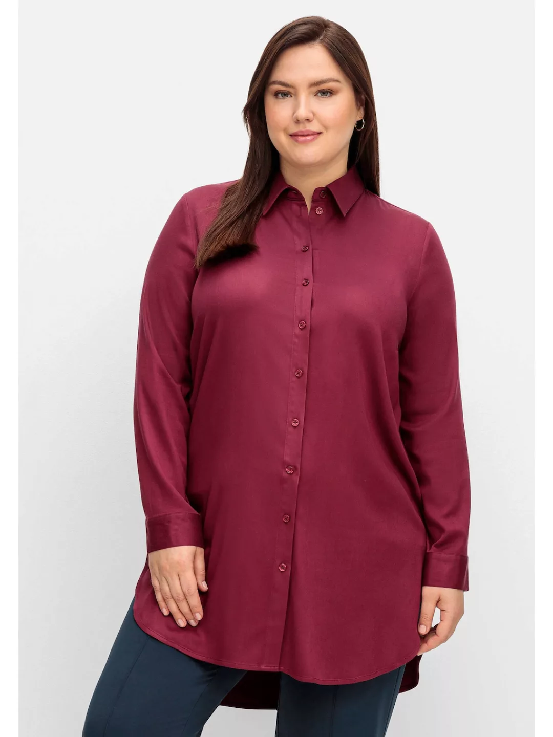 Sheego Longbluse "Große Größen", mit gerundetem Saum günstig online kaufen