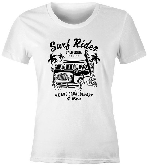 Neverless Print-Shirt Damen T-Shirt Bus Surfing Retro Slim Fit mit Print günstig online kaufen