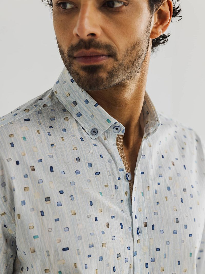 State Of Art Twill Hemd Druck Hellblau - Größe 3XL günstig online kaufen