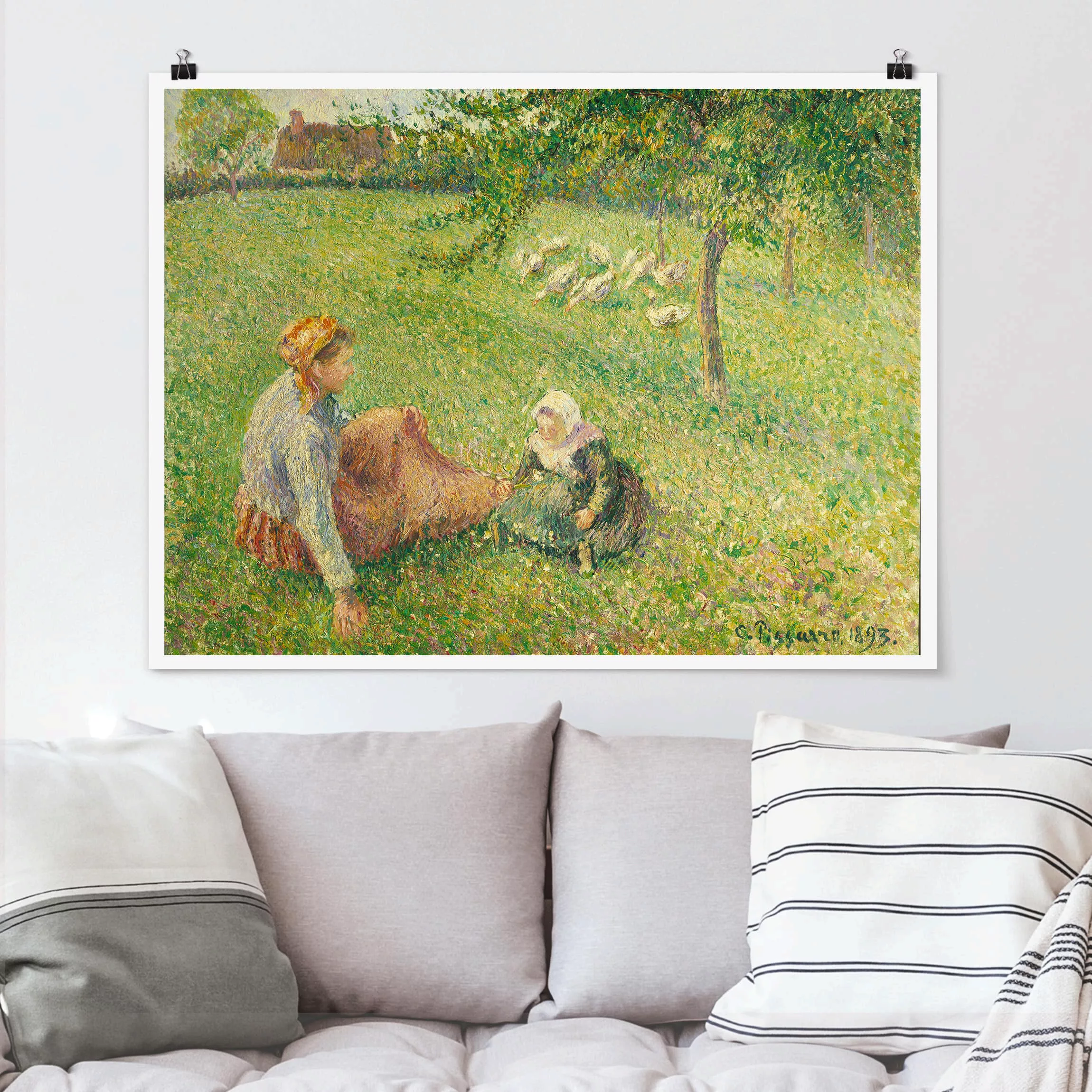 Poster Kunstdruck - Querformat Camille Pissarro - Gänsehirtin günstig online kaufen